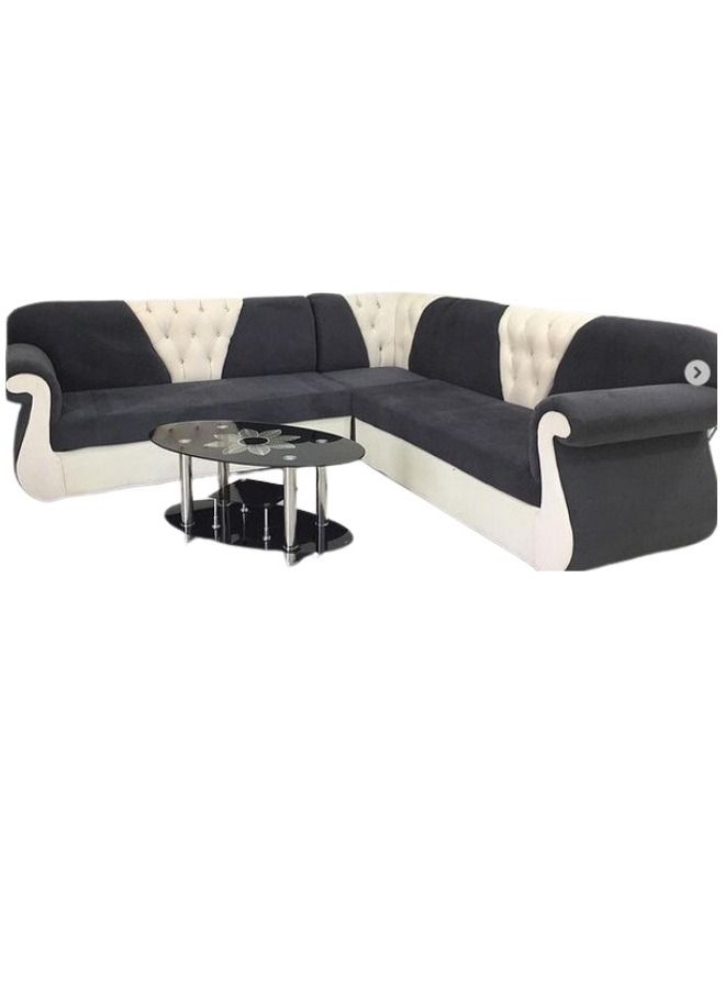 Maharat Al Bahar L Shape Mab Sofa Set 5 Seater Black/Beige-250X80X80  - Image 1