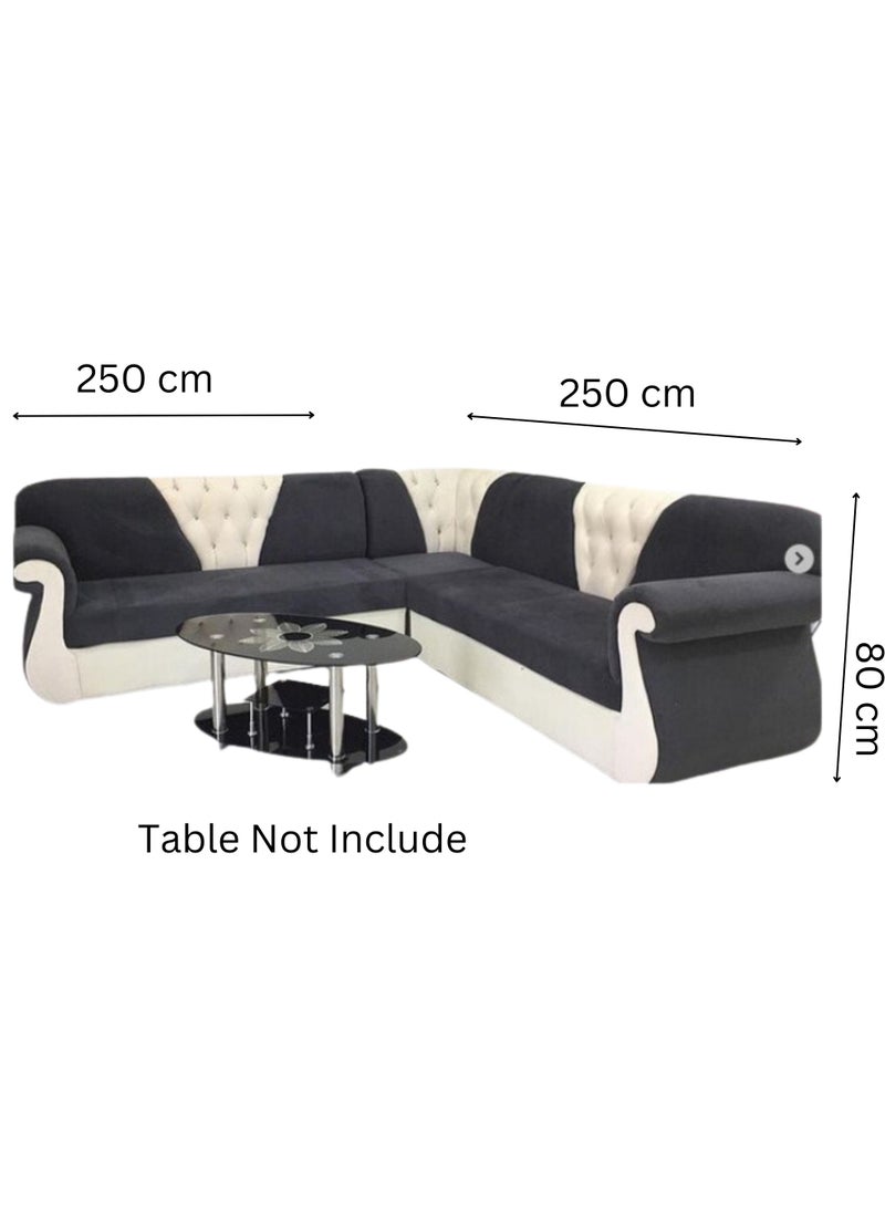 Maharat Al Bahar L Shape Mab Sofa Set 5 Seater Black/Beige-250X80X80  - Image 2