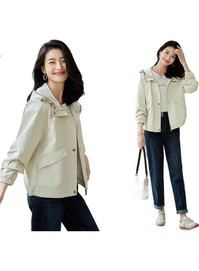 First Application Chushen Chunqiu Women'S Short Hooded Jacket With Double Pockets, Loose-Fitting Casual Versatile Workwear Coat S143U2014 - Image 1