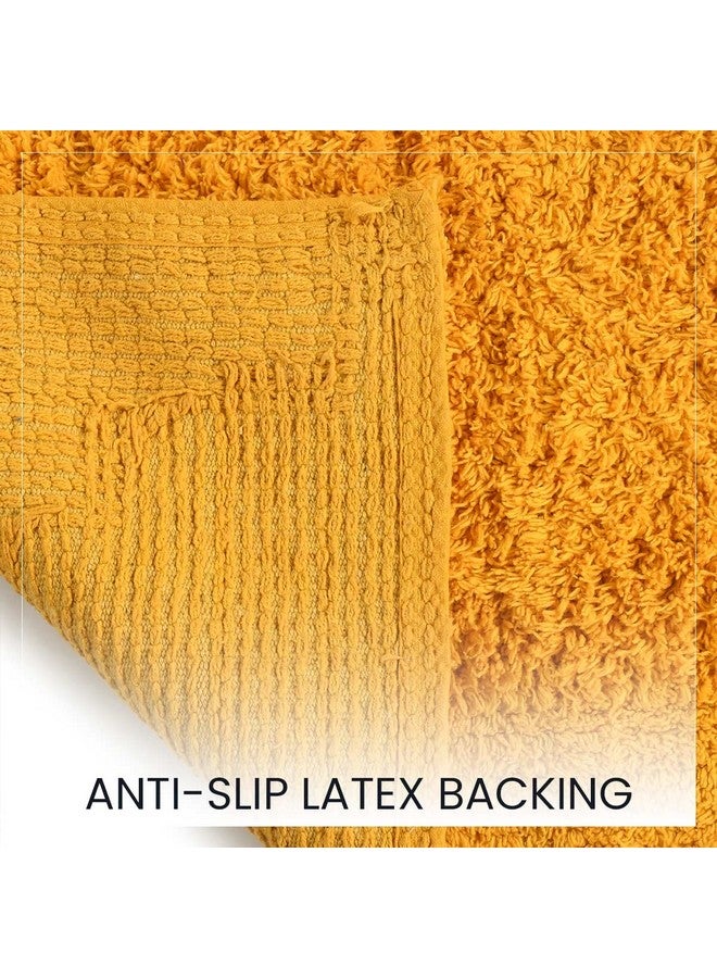 SASHAA WORLD Solid Anti-Skid Cotton Bathmat and Contour Set for Bathroom, Ultra Soft & Absorbent, Tufted Weave, Anti-Slip Latex Backing, Includes Contour & Rectangle Mat, 50X80cm, Yellow - Image 3