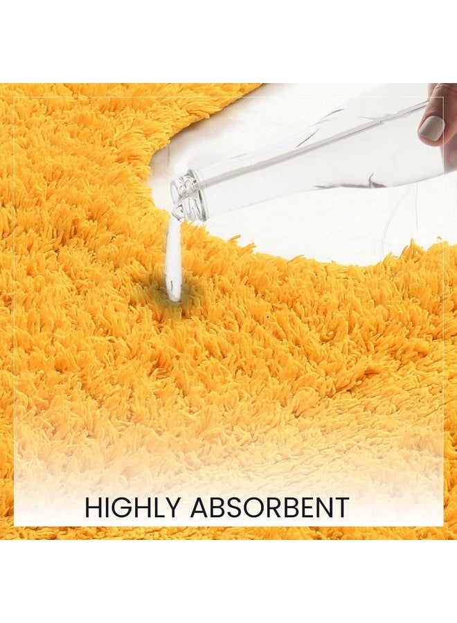 SASHAA WORLD Solid Anti-Skid Cotton Bathmat and Contour Set for Bathroom, Ultra Soft & Absorbent, Tufted Weave, Anti-Slip Latex Backing, Includes Contour & Rectangle Mat, 50X80cm, Yellow - Image 5