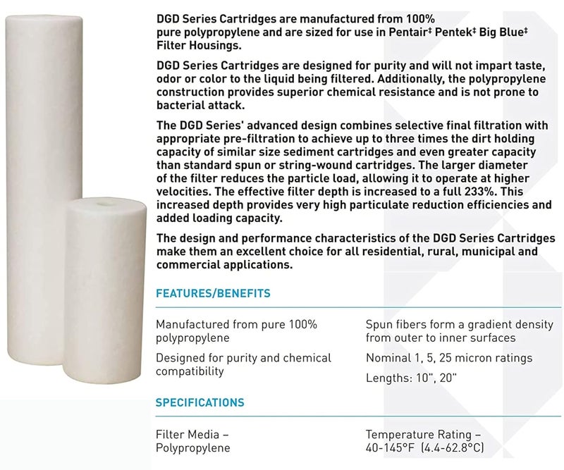 PARIJATA Big Blue Sediment Water Filter 20Inch Whole House Heavy Duty DualGradient Density Spun Polypropylene Replacement Filter Cartridge 20 x 45 5 Micron 4 pcs - Image 3