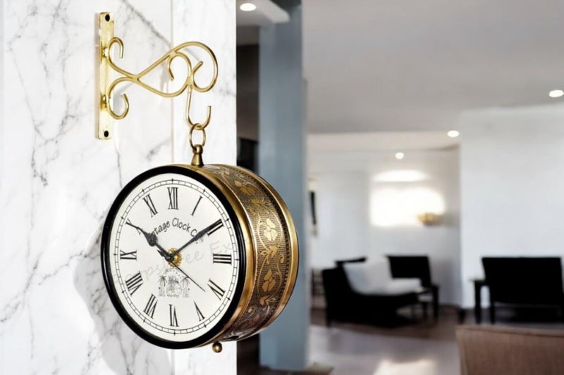 Vintage Clock Iron Handcrafted Double Side Analog Wall Clock 1 Year Warranty / 65091-6-FRR, 10 Cm X 3.81 Centimeters,Brown - Image 5