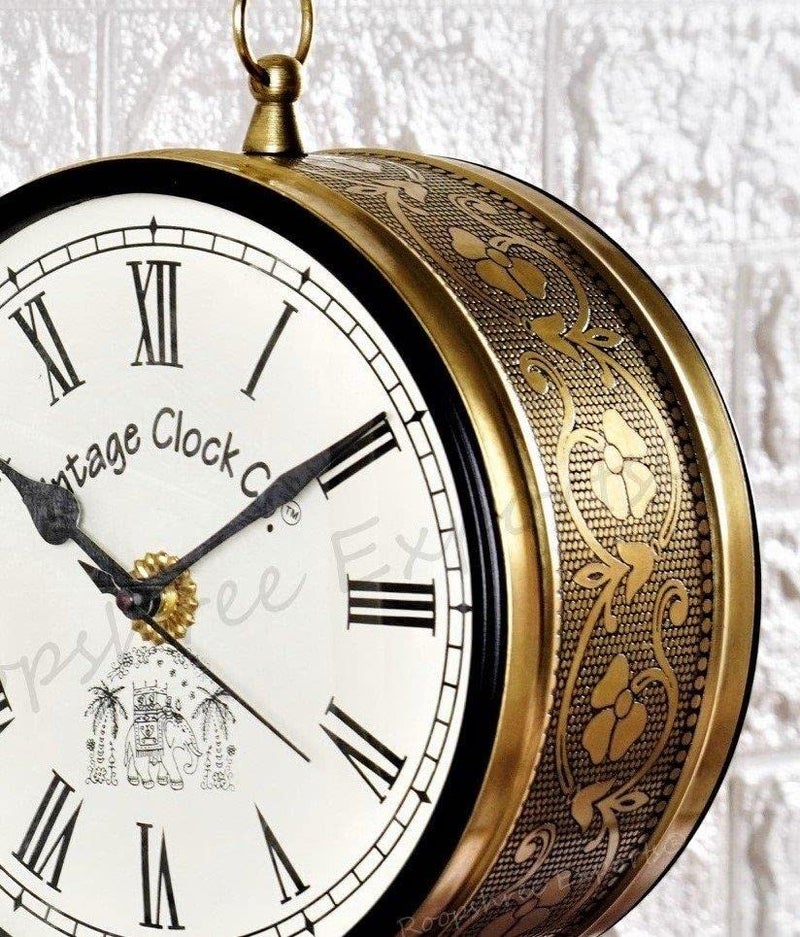 Vintage Clock Iron Handcrafted Double Side Analog Wall Clock 1 Year Warranty / 65091-6-FRR, 10 Cm X 3.81 Centimeters,Brown - Image 3