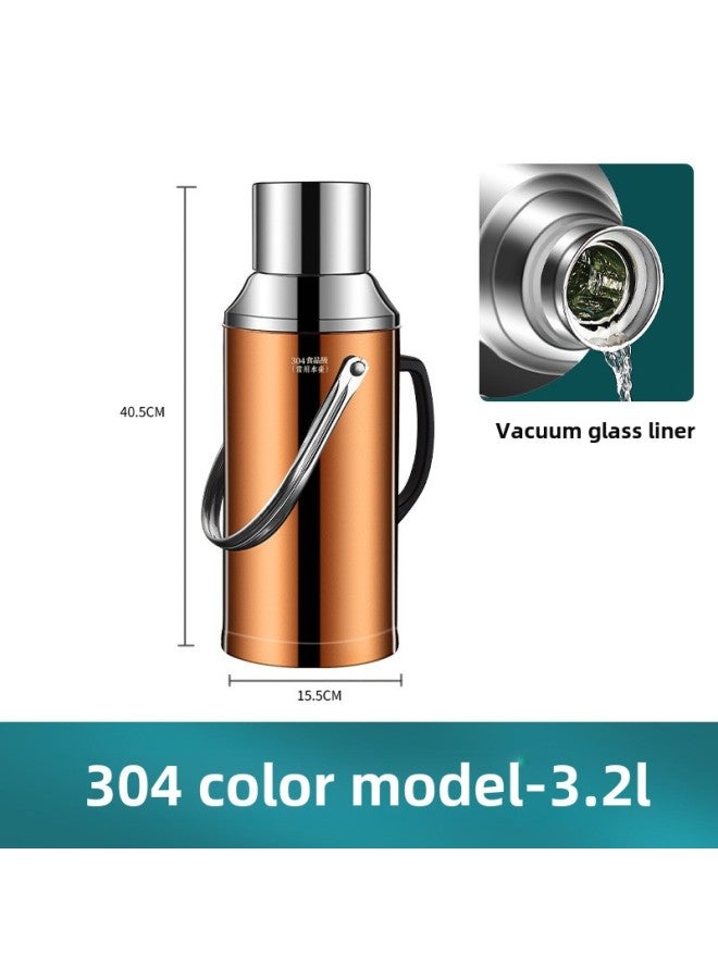 Stainless Steel Thermos Household Student Thermos Bottle Thermos Commercial Restaurant Hotel Large Capacity Thermos Bottle Thermos-Colour:3.3l (8 Lbs) Flat Cover Bronze-Capacity:304 Stainless Steel Extra Thick Model [three-year Warranty] - Image 1