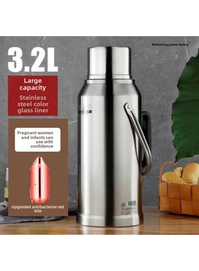 Stainless Steel Thermos Household Student Thermos Bottle Thermos Commercial Restaurant Hotel Large Capacity Thermos Bottle Thermos-Colour:3.3l (8 Lbs) Flat Cover Bronze-Capacity:304 Stainless Steel Extra Thick Model [three-year Warranty] - Image 2