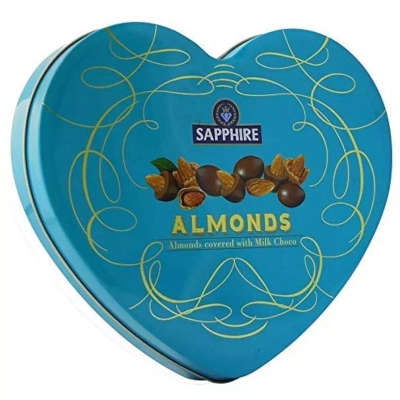 Sapphire Almonds Covered Milk Chocolate with Heart Shape Box- 160gms