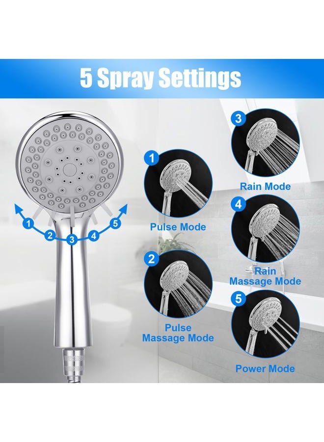 LifHap Detachable Handheld Shower Head with Hose - High pressure 5 Functions Showerheads/Aquacare Hand Held Shower Heads,Extra Long 4.7 ft. Stainless Steel Hose and Holder (B0BJTKZPBR) - Image 2