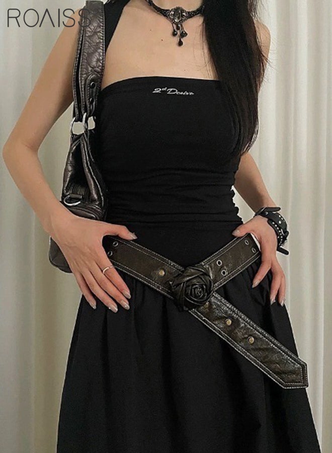 roaiss Women's Vintage Floral Belt, Adorned with Elegant Roses, Featuring a Stylish Waist-cinching Design Adjustable Decorative Waistband Perfect for Pairing with Dresses, Shirts, and Trousers - Image 5