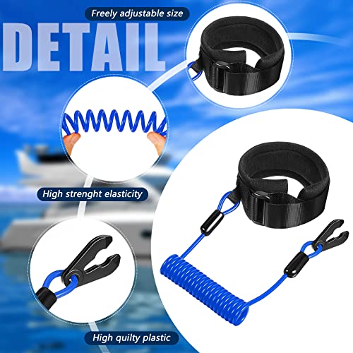 Frienda 2 Pieces Stop Kill Safety Lanyard Boat Engine Emergency Stop Switch Outboard Engine Switch Chlanyard Cord Replacement Emergency Cut Off Cord SafetyBlue - Image 5