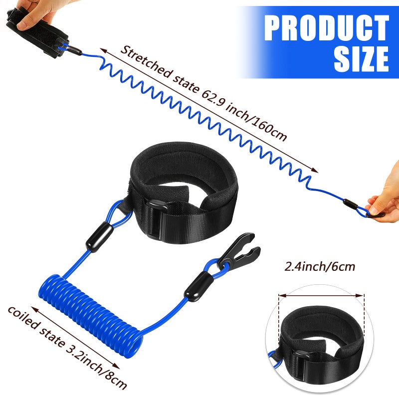 Frienda 2 Pieces Stop Kill Safety Lanyard Boat Engine Emergency Stop Switch Outboard Engine Switch Chlanyard Cord Replacement Emergency Cut Off Cord SafetyBlue - Image 4
