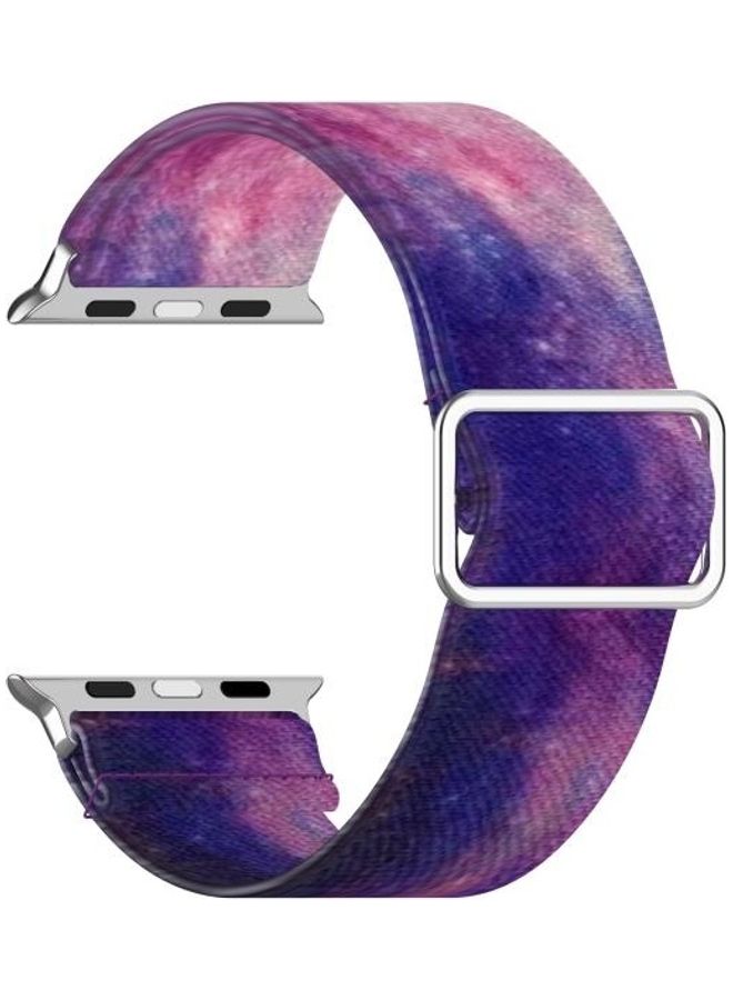 Adjustable Elastic Print Watch Strap For Apple Series 7 45mm/6 u0026 SE 5 4 44mm/3 2 1 42mm Starry Sky - Image 1