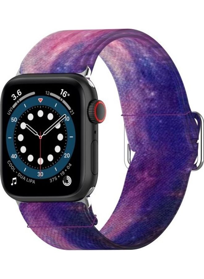 Adjustable Elastic Print Watch Strap For Apple Series 7 45mm/6 u0026 SE 5 4 44mm/3 2 1 42mm Starry Sky - Image 2