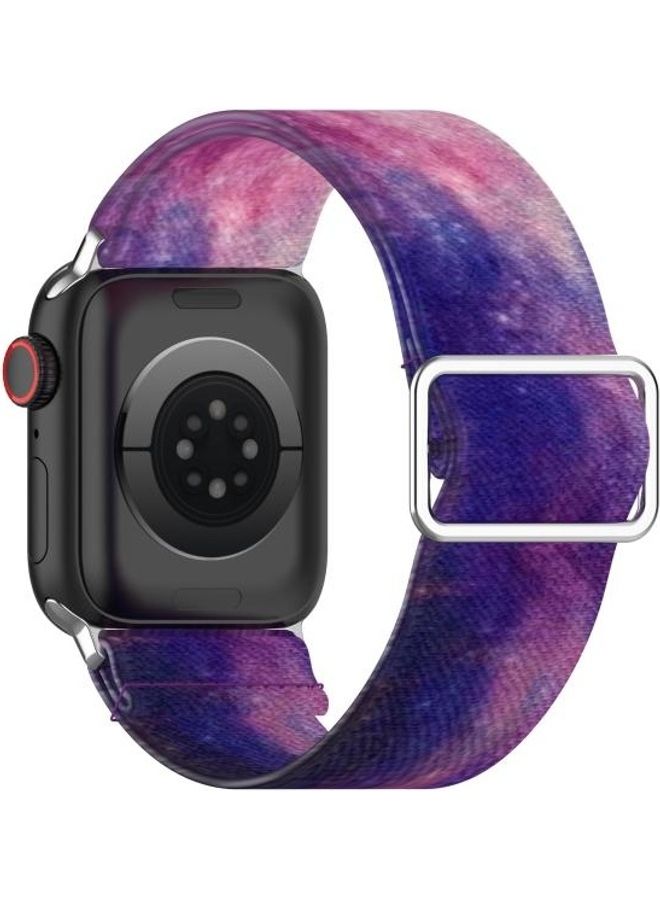 Adjustable Elastic Print Watch Strap For Apple Series 7 45mm/6 u0026 SE 5 4 44mm/3 2 1 42mm Starry Sky - Image 3