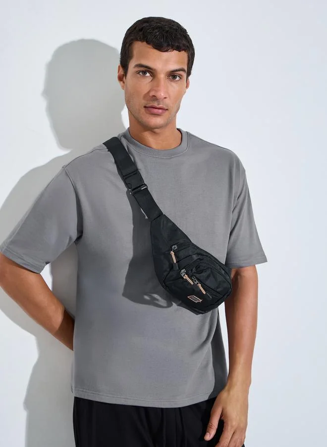 Styli Men Grey Oversized Back Graphic Print Terry T-Shirt