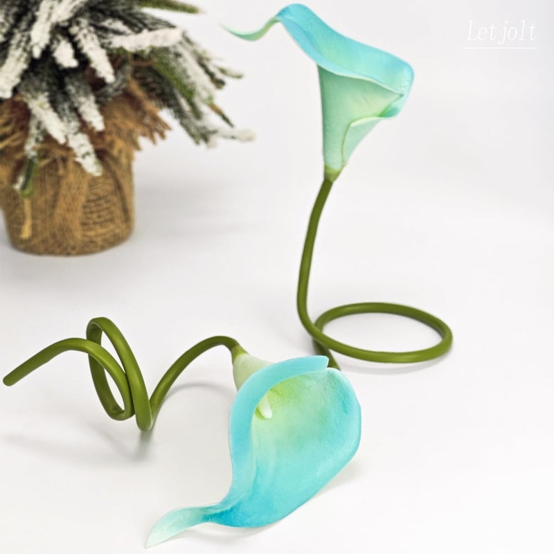 Letjolt Peacock Blue Calla Lily 20Pcs Artificial Flowers Bouquet for Wedding Bride Shower Blessing Gift Home Decoration Faux Calla Lilies Flower  20 Pieces