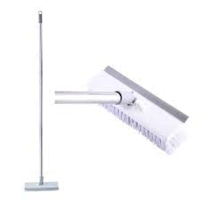 Chitdax Bathroom Tiles Cleaner Brush with Long Handle Floor Scrubber Squeegee Cleaning Supplies for Household Kitchen Accessories Items 2 in 1 Floor Scrub Cleaning Brush White - Image 2