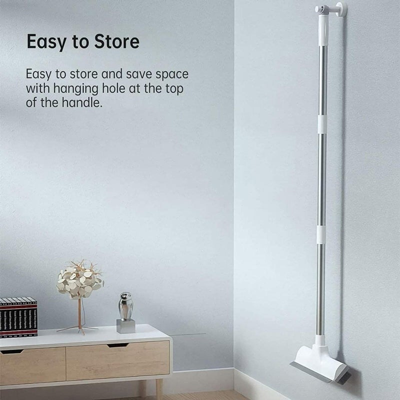 Chitdax Bathroom Tiles Cleaner Brush with Long Handle Floor Scrubber Squeegee Cleaning Supplies for Household Kitchen Accessories Items 2 in 1 Floor Scrub Cleaning Brush White - Image 5
