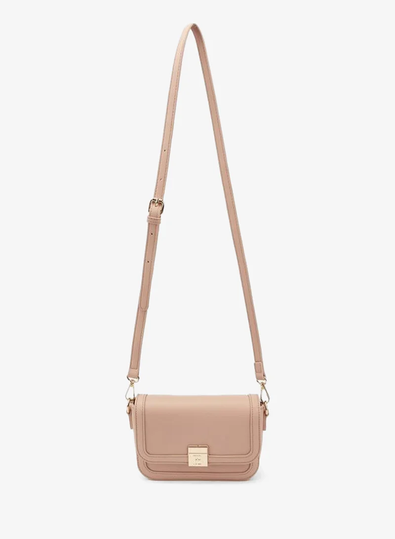 Flora Bella By Shoexpress BLUSH Solid Crossbody Bag With Detachable Strap for Women | Best Price UAE