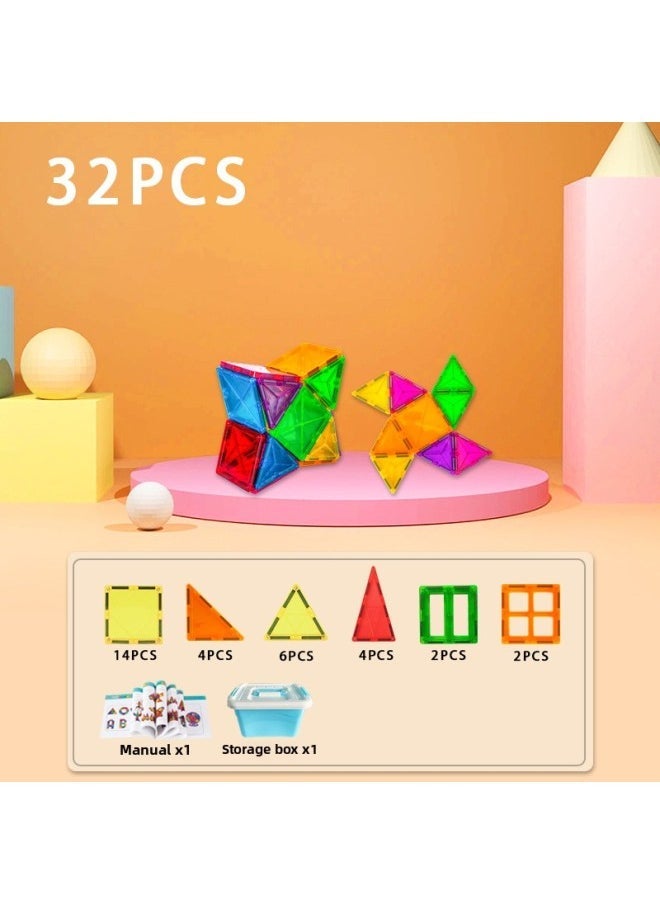 Color Window Magnetic Piece Building Blocks Children's Educational Magnetic Building Blocks Magnetic Baby Hands-on Assembled Toys Magnet Stone Toys-Color:Trial Experience Pack -32 Pieces Set ※-Specifications:Suit - Image 1