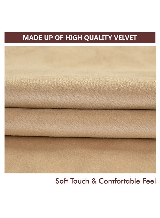 Yellow Weaves Soft Velvet Fabric Cushion Cover 24 X 24 Inches, Set of 3, (Beige) - Image 3