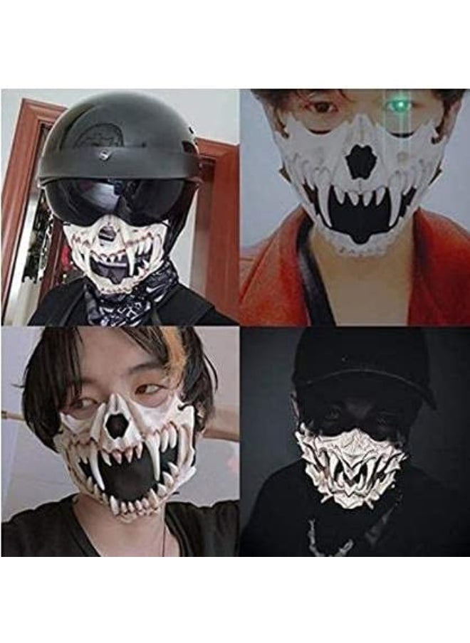 Iywish - Halloween Skeleton Mask Scary Werewolf Mask Half Skull Mask Cosplay Costume Half Face Teeth Skull Party Cosplay Mask Festival Half Mask Animal Skeleton Mask Half-Face Mask Halloween Costume Prop - Image 1