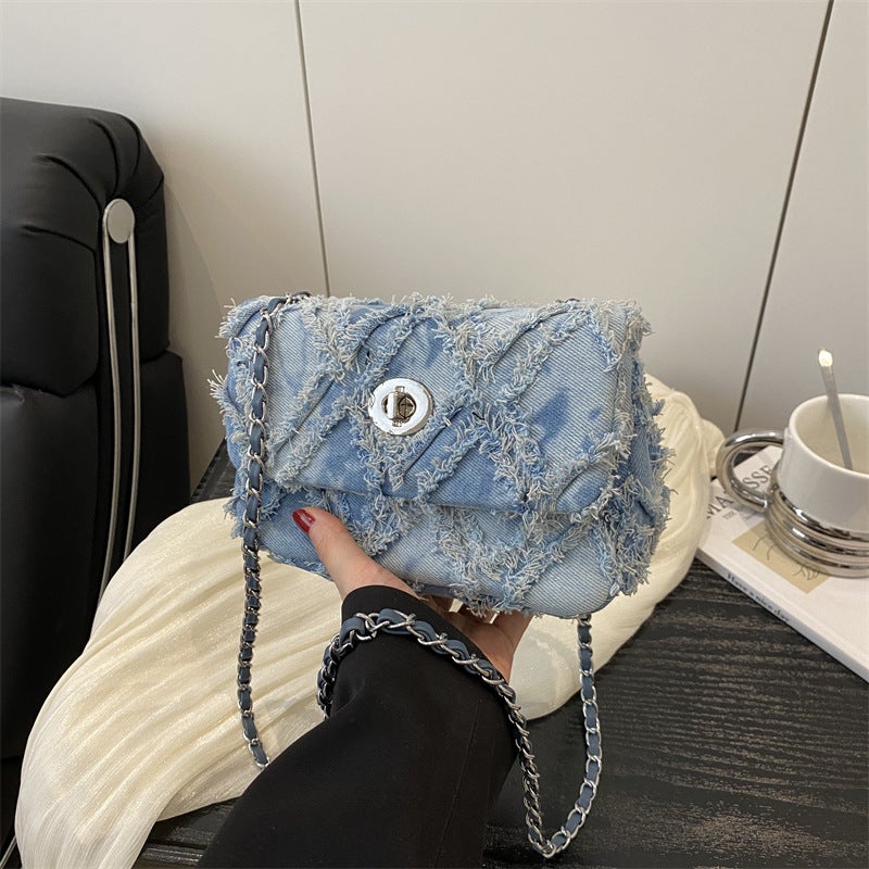 Fashion Trendy Niche Raw Edge Design Women'S Bag Casual Western Style Retro Single Shoulder Crossbody Bag Small Square Bag - Image 2