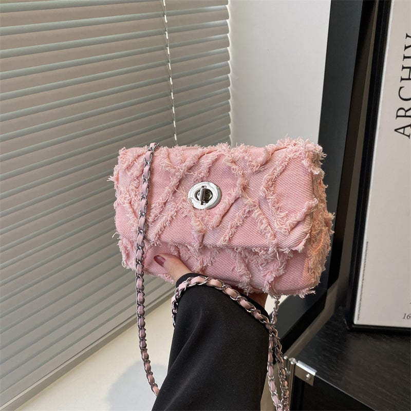 Fashion Trendy Niche Raw Edge Design Women'S Bag Casual Western Style Retro Single Shoulder Crossbody Bag Small Square Bag - Image 1