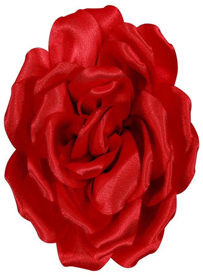 Merdia 4.3 Inches Red Rose Hair Clip Large Flower Brooches for Women, Elegant Red Flower Rose Brooch Pin for Women Dress, Hair Flowers Pin up Headpieces For Woman Fashion Banquet Dress Suit Cloth Accessories - Image 1