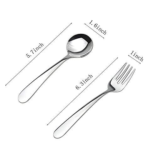 WEKTUNAA Stainless Steel kids Silverware Set-6 pieces-Kids Forks and Spoons-Mirror Polished-Toddler silverwares Back to school lunch supplies - Image 5