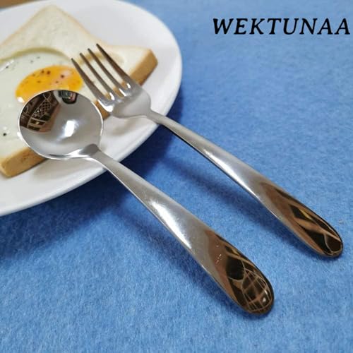 WEKTUNAA Stainless Steel kids Silverware Set-6 pieces-Kids Forks and Spoons-Mirror Polished-Toddler silverwares Back to school lunch supplies - Image 2