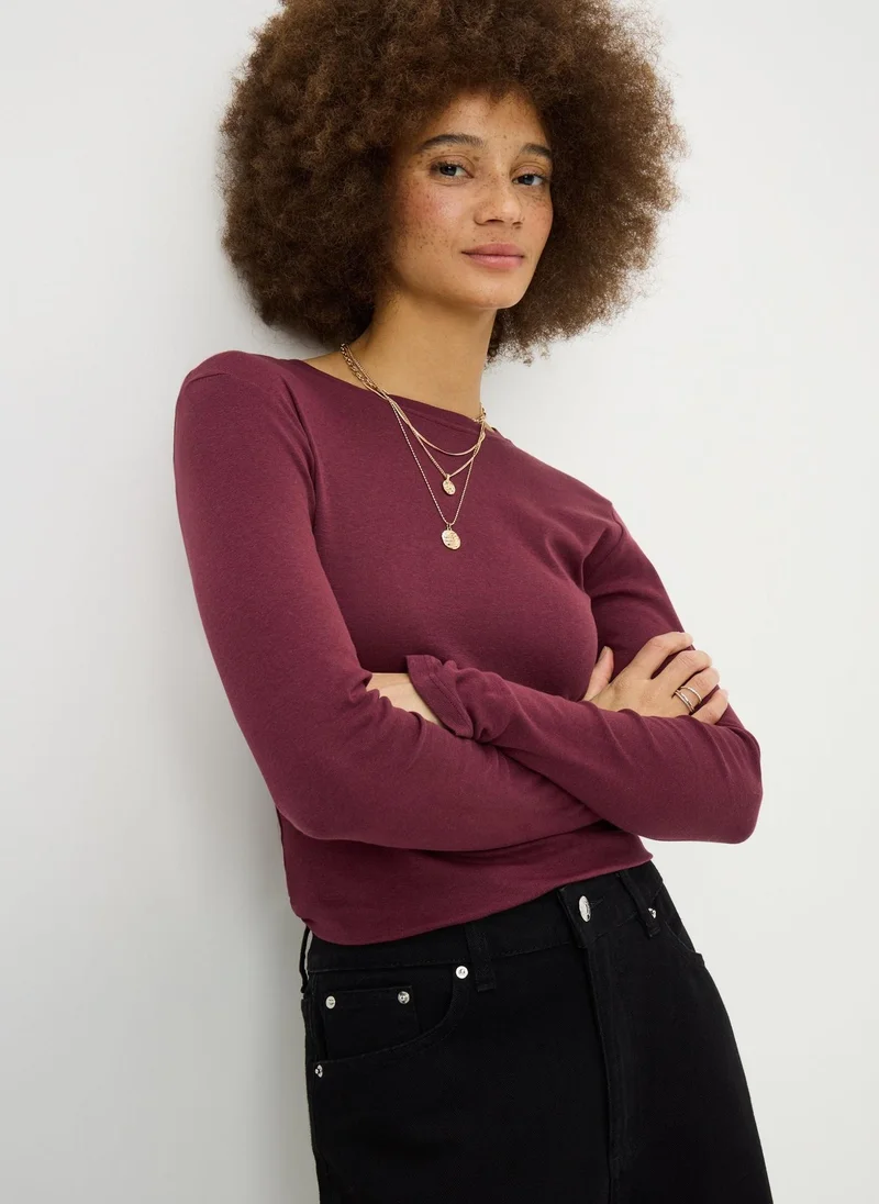 Matalan Burgundy Long Sleeve T-Shirt