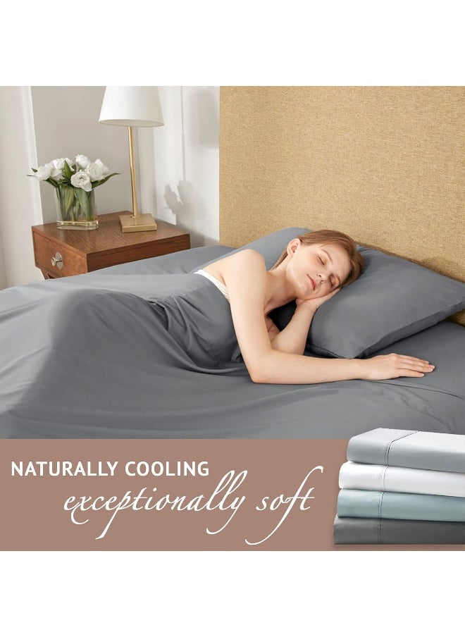 Comfort Spaces - Comfort Spaces 100% Rayon (from Bamboo) Bed Sheets Set, Breathable, Cooling Sheet with 15" Deep Pocket, All Season, Cozy Bedding Set, Matching Pillow Cases, King, White 4 Piece (CS20-1194) - Image 1