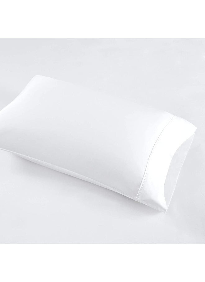 Comfort Spaces - Comfort Spaces 100% Rayon (from Bamboo) Bed Sheets Set, Breathable, Cooling Sheet with 15" Deep Pocket, All Season, Cozy Bedding Set, Matching Pillow Cases, King, White 4 Piece (CS20-1194) - Image 1
