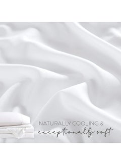 Comfort Spaces Comfort Spaces 100% Rayon (from Bamboo) Bed Sheets Set, Breathable, Cooling Sheet with 15" Deep Pocket, All Season, Cozy Bedding Set, Matching Pillow Cases, King, White 4 Piece (CS20-1194)  - Image 5