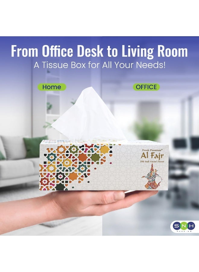 SNH Packing SNH Packing Al Fajr Facial Tissue – 200 Sheets × 2-Ply, Ultra-Soft White Tissue | Premium Quality for Comfort & Daily Care – Pack of 5  - Image 5
