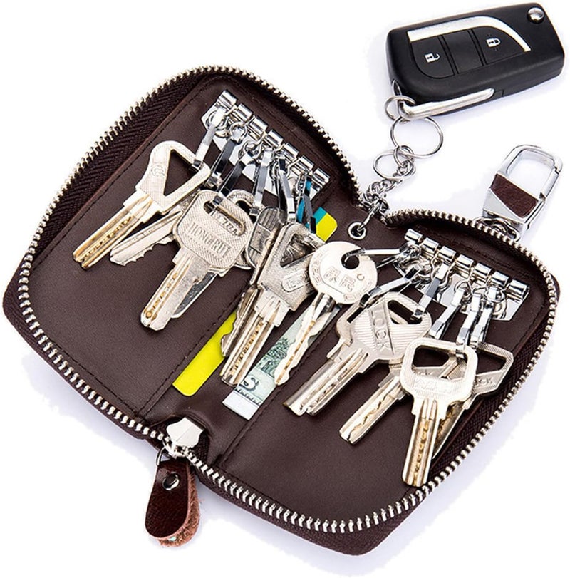 Excefore Premium Leather Car Key Holder with 12 Hooks & Ring - Unisex Waist Hang Key Organizer for Ultimate Convenience - Gift for Men or Women (Black, PU Material) - Image 4