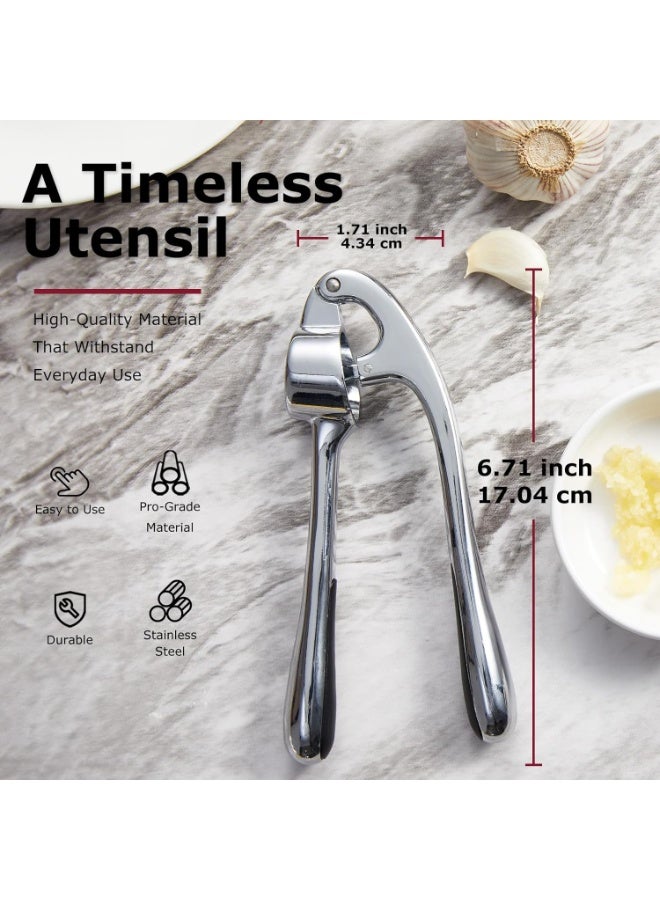 Premium Garlic Press, Garlic Mincer Set with Silicone Roller Peeler & Cleaning Brush, Easy to Squeeze and Clean, Rust Proof & Dishwasher Safe, Professional Efficient Ginger Crusher - Image 2