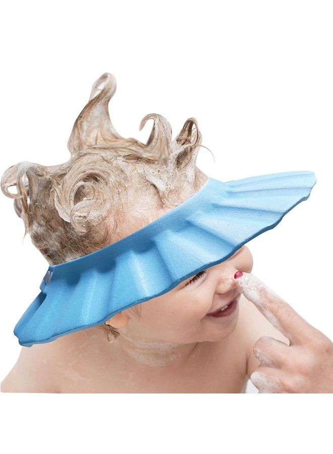 KOMIDK Baby Shower Cap Soft Adjustable Baby Bath Head Cap Visor For Washing Hair Shower Bathing Protection Bath Cap For Toddler Baby Kids Children (Blue)  - Image 1