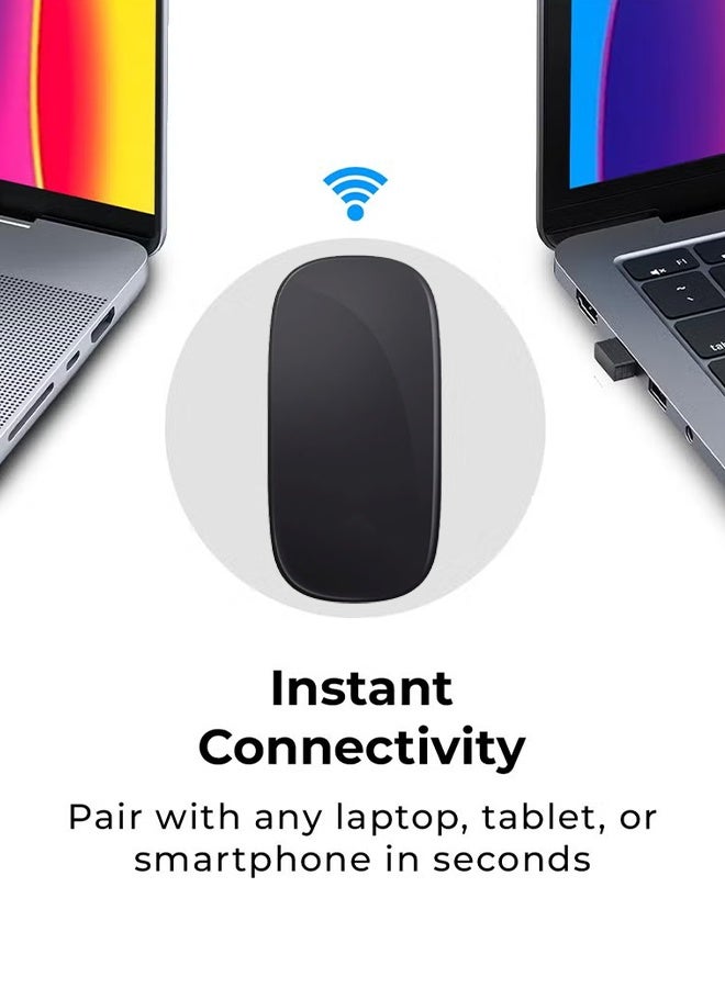 هافن المس ماوس، البلوتوث اللاسلكي والقابل لإعادة الشحن، لأجهزة ماك بوك برو/هوائي/آي باد/كمبيوتر محمول/كمبيوتر شخصي/ماك/كمبيوتر -أسود - Image 4