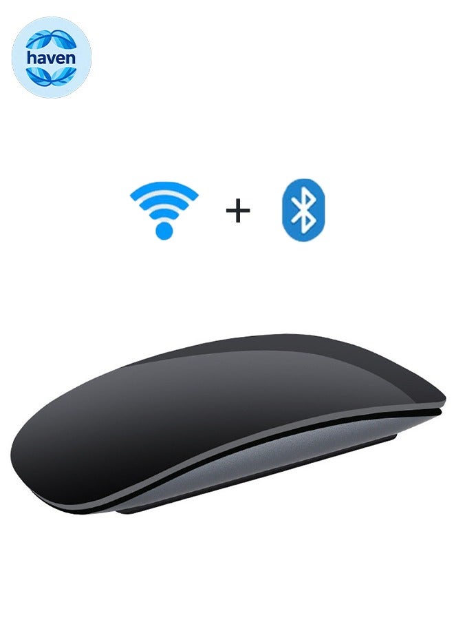 هافن المس ماوس، البلوتوث اللاسلكي والقابل لإعادة الشحن، لأجهزة ماك بوك برو/هوائي/آي باد/كمبيوتر محمول/كمبيوتر شخصي/ماك/كمبيوتر -أسود - Image 1