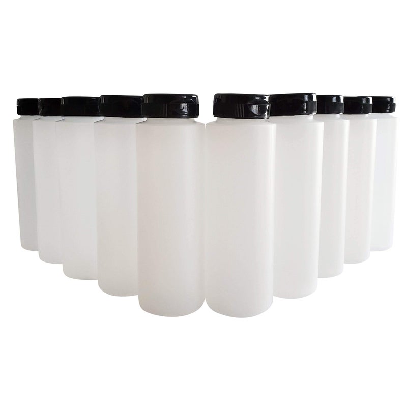 Kelkaa 8Oz Hdpe Plastic Squeeze Bottles With Wide Mouth Opening  Black Flip Top Caps For Condiments And Any Thick Liquid Products  Multi Purpose Refillable Empty Bottles (Pack Of 10) - Image 5