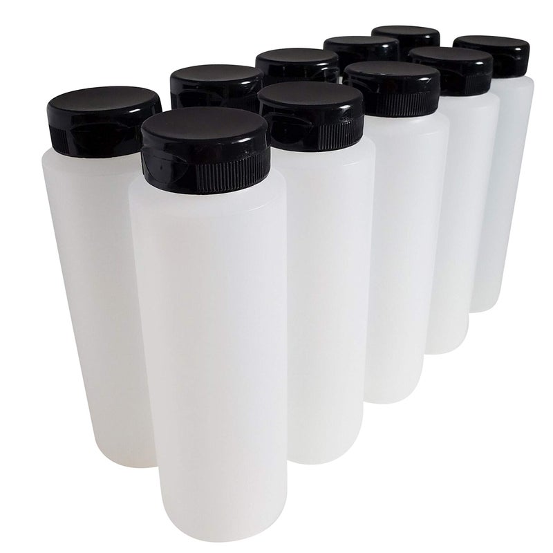 Kelkaa 8Oz Hdpe Plastic Squeeze Bottles With Wide Mouth Opening  Black Flip Top Caps For Condiments And Any Thick Liquid Products  Multi Purpose Refillable Empty Bottles (Pack Of 10) - Image 4