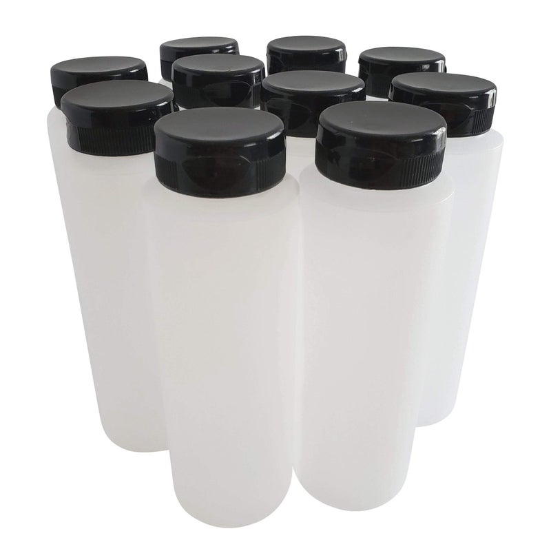 Kelkaa 8Oz Hdpe Plastic Squeeze Bottles With Wide Mouth Opening  Black Flip Top Caps For Condiments And Any Thick Liquid Products  Multi Purpose Refillable Empty Bottles (Pack Of 10) - Image 3