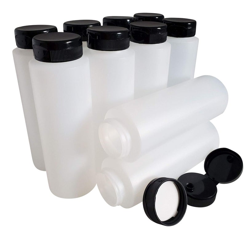 Kelkaa 8Oz Hdpe Plastic Squeeze Bottles With Wide Mouth Opening  Black Flip Top Caps For Condiments And Any Thick Liquid Products  Multi Purpose Refillable Empty Bottles (Pack Of 10) - Image 1
