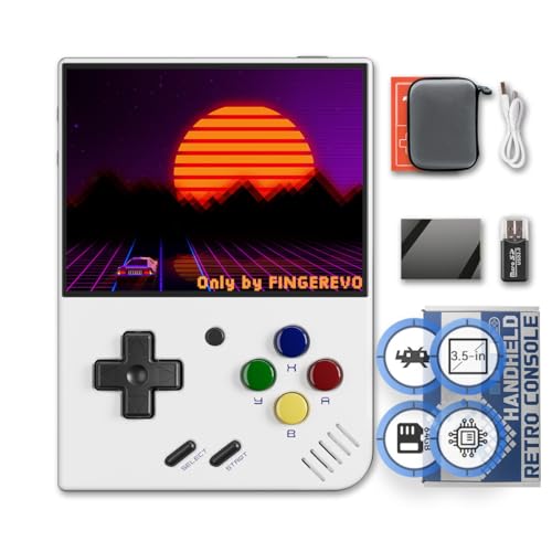 FINGEREVO Miyoo Mini Plus Handheld Game Console 35inch 640480 IPS Screen 3000mAh Miyoomini with Portable Case White - Image 1