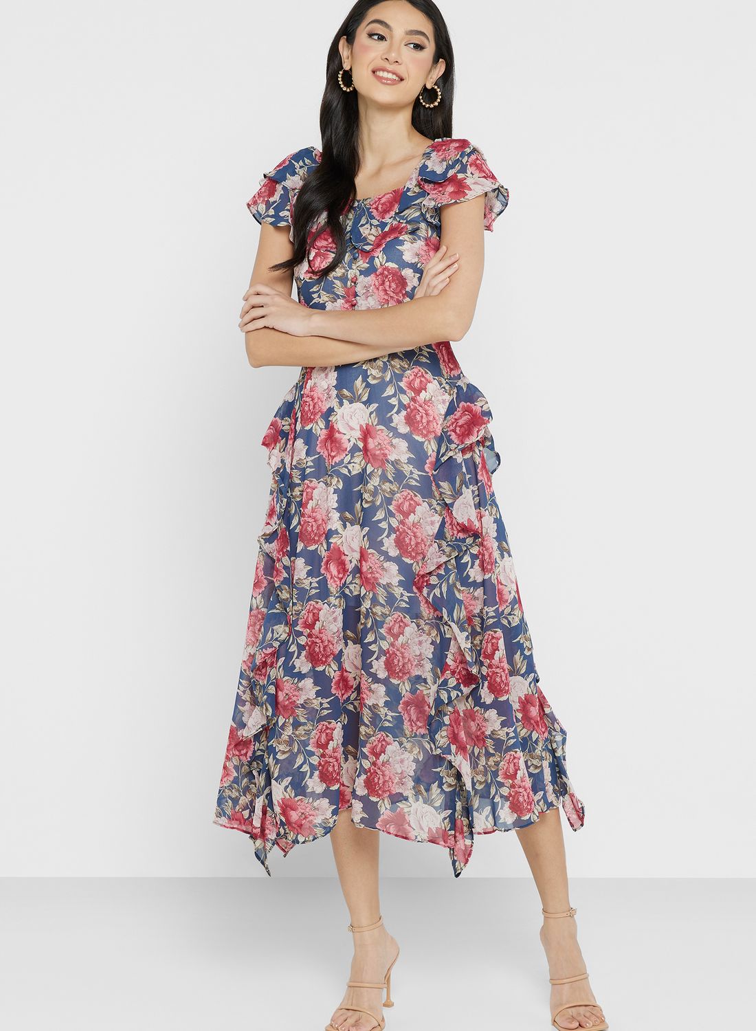 Midi dress with floral print