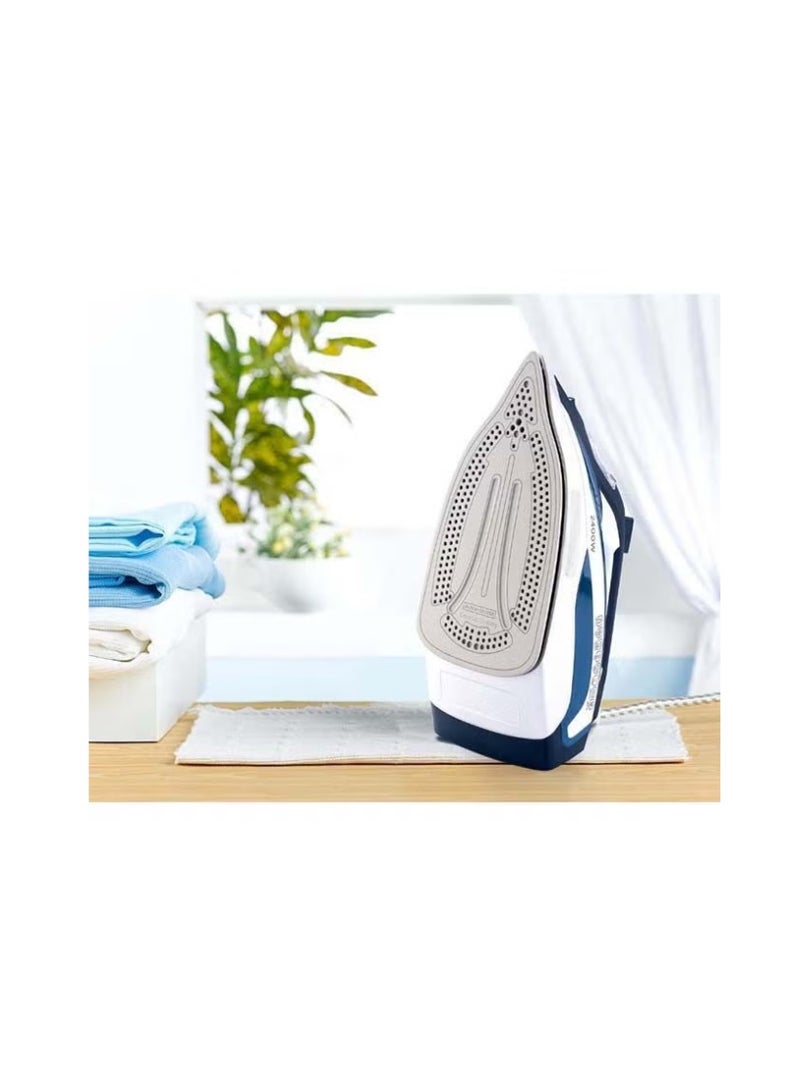 أكويلوكس مكواة بخارية، خزان مياه سعة 380 مل، قاعدة مغطاة بالسيراميك، مضادة للتقطير، مضادة للتكلس، إيقاف تلقائي، بخار عمودي، تنظيف ذاتي، انطلاق بخار، بخار مستمر 35 جرام/دقيقة، 380 مل، 2400 واط، X2150-B5 أزرق/أبيض - Image 3