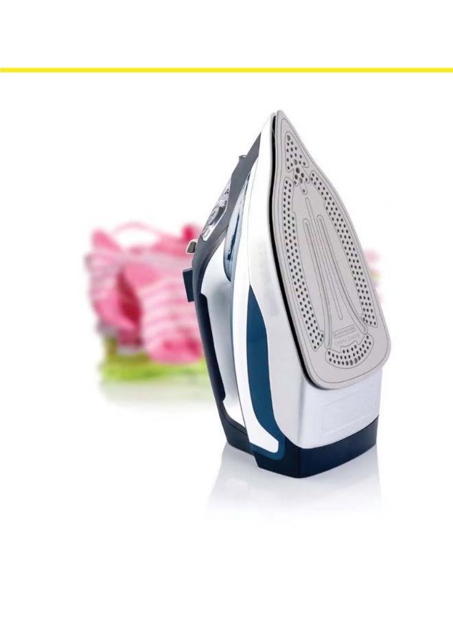 أكويلوكس مكواة بخارية، خزان مياه سعة 380 مل، قاعدة مغطاة بالسيراميك، مضادة للتقطير، مضادة للتكلس، إيقاف تلقائي، بخار عمودي، تنظيف ذاتي، انطلاق بخار، بخار مستمر 35 جرام/دقيقة، 380 مل، 2400 واط، X2150-B5 أزرق/أبيض - Image 4