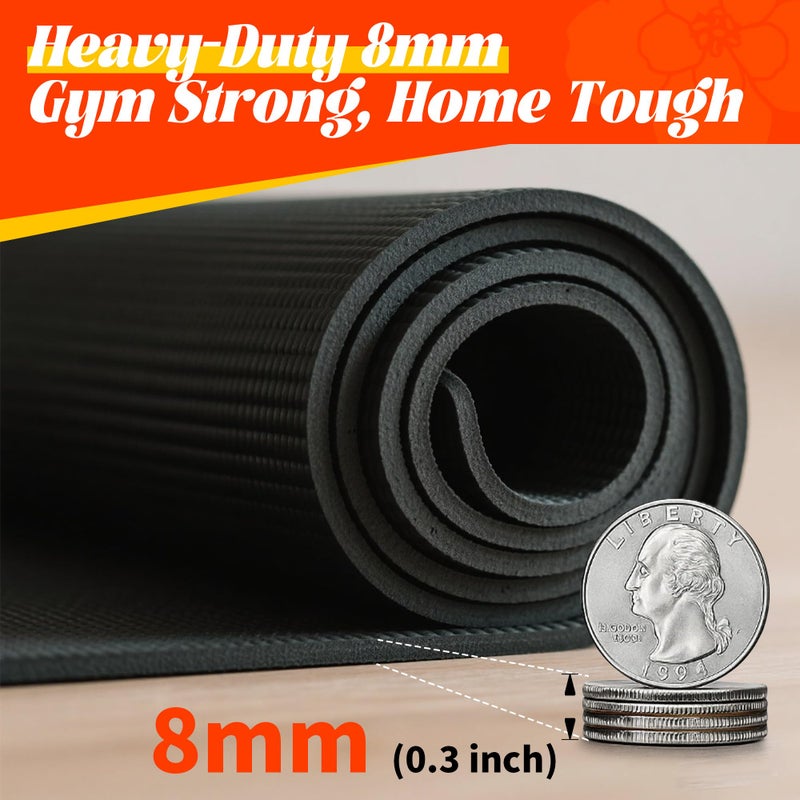 VTORY 8mm Large Workout Mat 6Ã—4 ft â€“ Extra Large Wide Yoga Mat & Pilates Mat Thick, Non-Slip Exercise Mat for Home Gym, Home Workout, HIIT, Strength, Stretching - Image 4